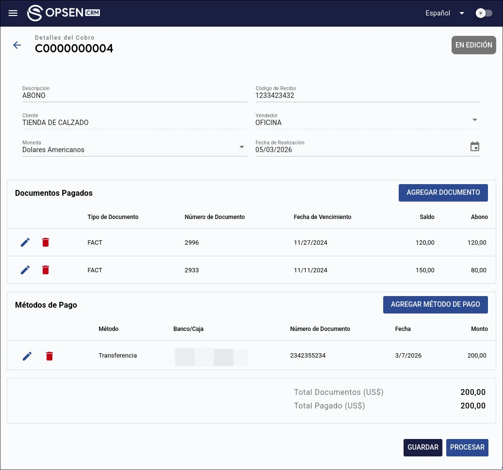 Formulario web para el registro y conciliación de cobranzas
